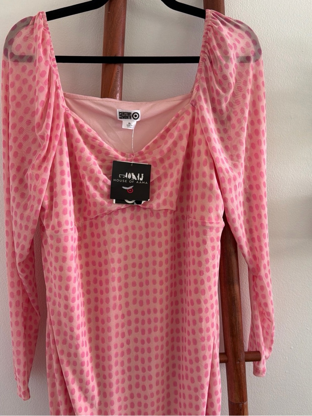 NWT Retro inspired pink polka dot midi dress